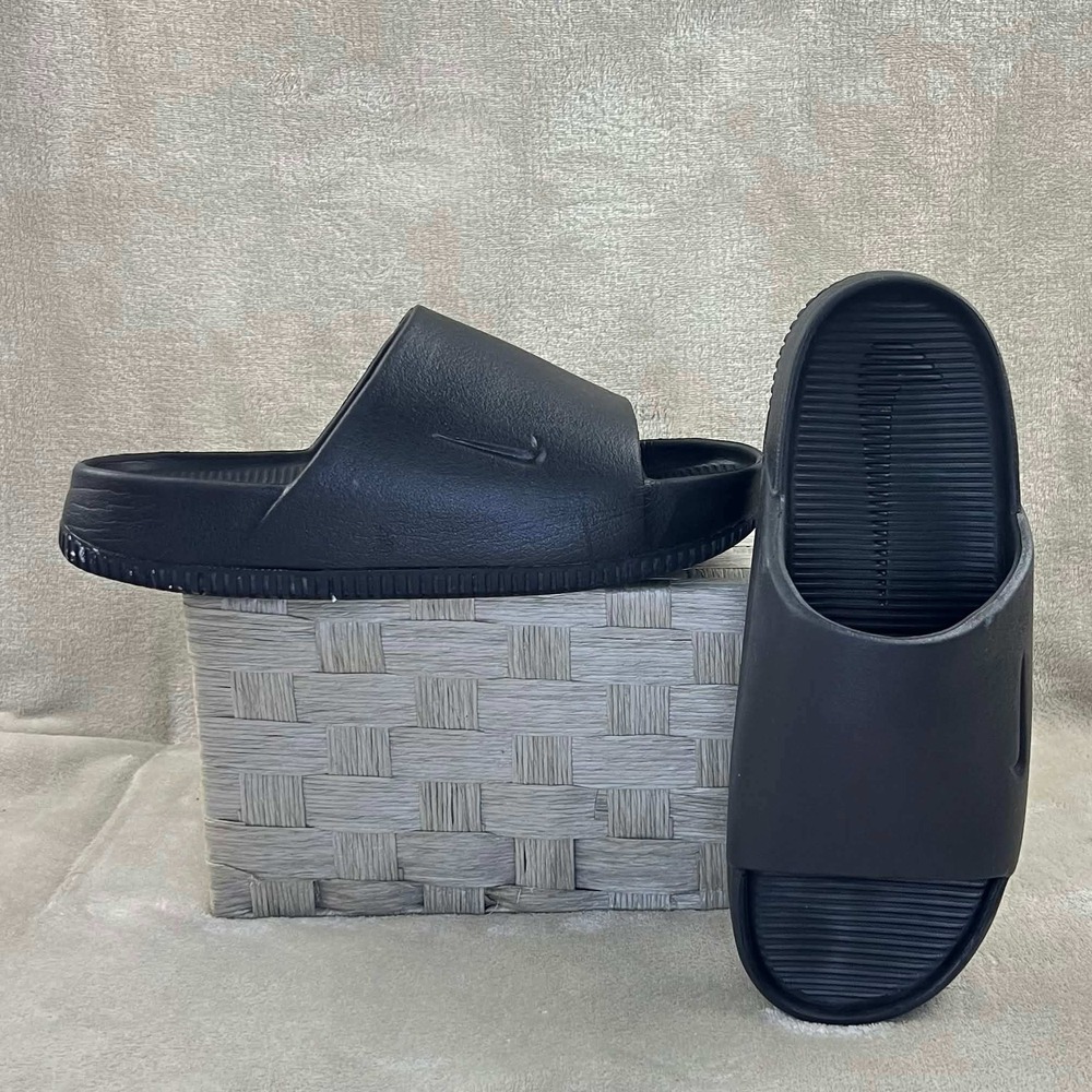 Nike Calm Slides Triple Black Mens 6 Womens 7 Black Anthracite DX4816-001